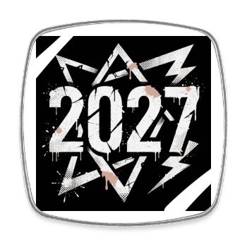 Jahreszahl 2027 Blitzgrafik - Viereckiger Kühlschrankmagnet - Weiß - Vorne