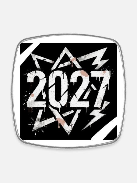 Year 2027 Flash Graphic - Square fridge magnet - white