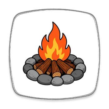 Campfire illustration with logs - Square fridge magnet - white - Front