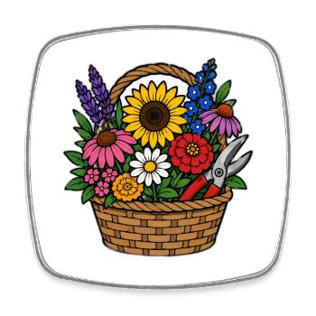 Design de panier de fleurs Splendor - Magnet carré - blanc - Devant