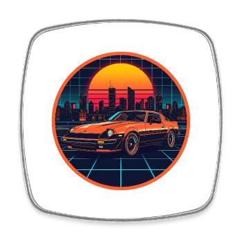 Retro 80er JDM Z Coupé Neon City Raster-Emblem - Viereckiger Kühlschrankmagnet - Weiß - Vorne