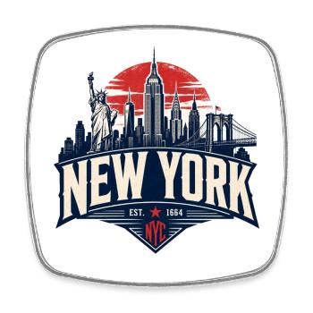 New York Skyline Retro Graphic - Square fridge magnet - white - Front