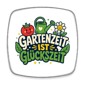 Gartenzeit ist Glückszeit - Viereckiger Kühlschrankmagnet - Weiß - Vorne