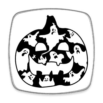 Funny Halloween Pumpkin Ghost - Viereckiger Kühlschrankmagnet - Weiß - Vorne