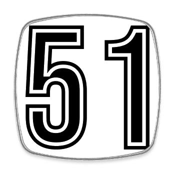 Symbole du chiffre 51 - Magnet carré - blanc - Devant