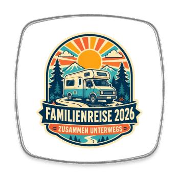 Familienreise 2026 Camper Vintage - Viereckiger Kühlschrankmagnet - Weiß - Vorne