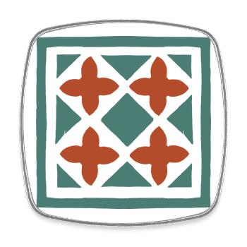 Andalusian Tiles 15 - Square fridge magnet - white - Front