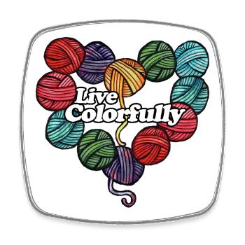 Live Colorfully Yarn Heart - Square fridge magnet - white - Front