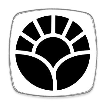 Motif du soleil et des plantes du jardinier - Magnet carré - blanc - Devant