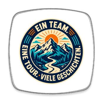 Ein Team – Eine Tour – Viele Geschichten - Viereckiger Kühlschrankmagnet - Weiß - Vorne