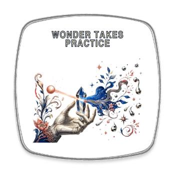 Cosmic Crystal and Curiosity - Square fridge magnet - white - Front