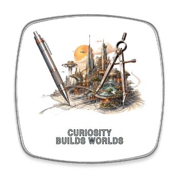 Architecture of an imaginary world - Square fridge magnet - white - Front