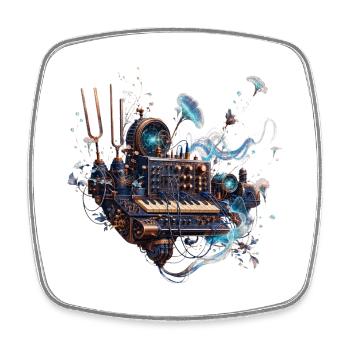 Celestial Mechanical Synthesizer - Square fridge magnet - white - Front
