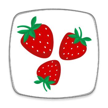Trois fraises rouge vif - Magnet carré - blanc - Devant