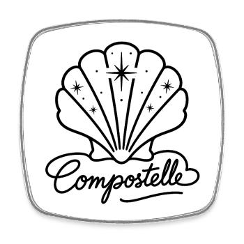 Coquille Saint-Jacques Compostelle - Magnet carré - blanc - Devant