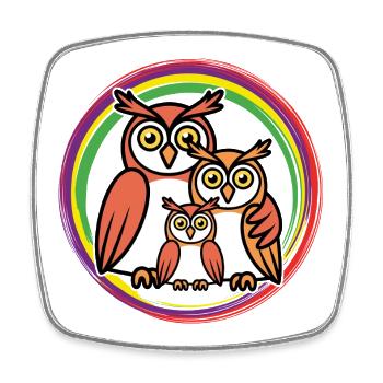 Owl family - Square fridge magnet - white - Front