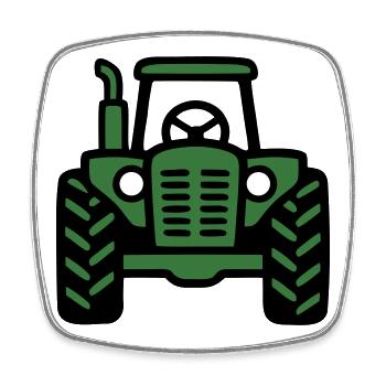 Logo de vue frontale du tracteur - Magnet carré - blanc - Devant