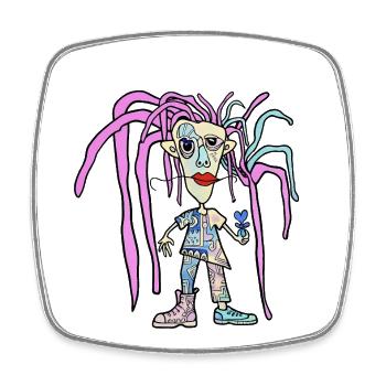 Pastel Tentacle Hero Patchwork - Square fridge magnet - white - Front