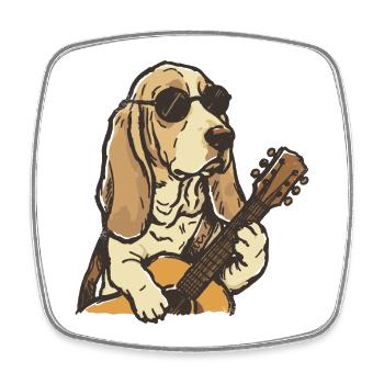 Hippy Beagle Gitarrenhund - Viereckiger Kühlschrankmagnet - Weiß - Vorne