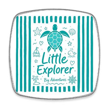 Little Explorer Turtle - Square fridge magnet - white - Front