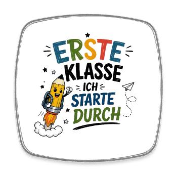Erste Klasse Sternenstart - Viereckiger Kühlschrankmagnet - Weiß - Vorne