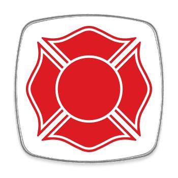 Firefighter Maltese Cross Solid Badge Safety Symbo - Square fridge magnet - white - Front