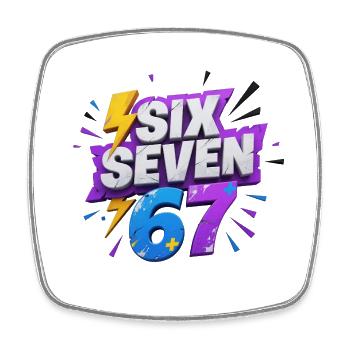 Six Seven 67 - Square fridge magnet - white - Front