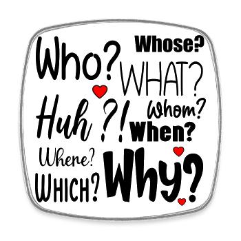 English Questions - Square fridge magnet - white - Front