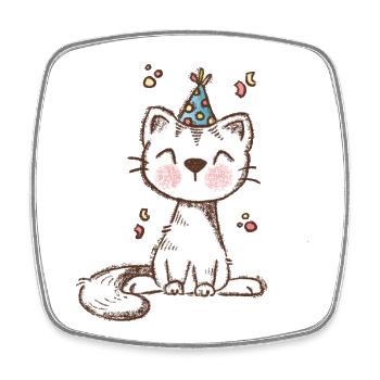 Cat party in pastel look - Square fridge magnet - white - Front