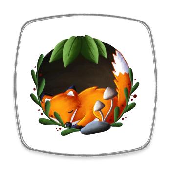 Sleeping fox in the green circle - Square fridge magnet - white - Front
