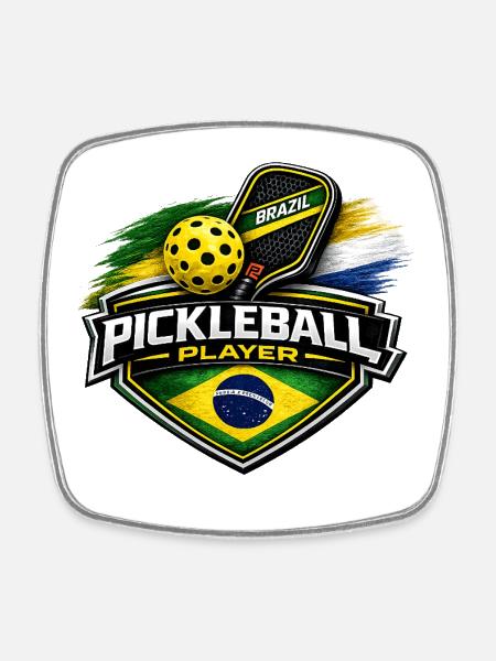 Pickleball BRAZIL - Square fridge magnet - white