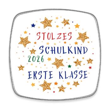 Stolzes Schulkind Erste Klasse 2026 - Viereckiger Kühlschrankmagnet - Weiß - Vorne