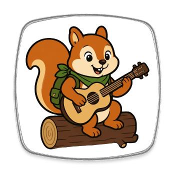 Waldfreund mit Gitarre - Viereckiger Kühlschrankmagnet - Weiß - Vorne