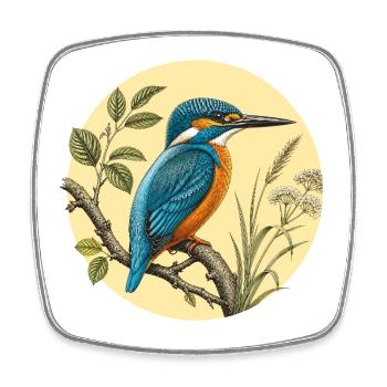 Vintagischer botanischer Eisvögel - Viereckiger Kühlschrankmagnet - Weiß - Vorne