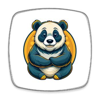 Panda Kawaii Maskottchen-Cartoon-Charakter-Clipart-Logo - Viereckiger Kühlschrankmagnet - Weiß - Vorne