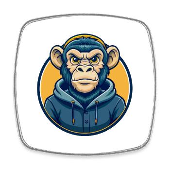 Symbole de Logos de dessins animés de mascotte Monkey Kawaii - Magnet carré - blanc - Devant