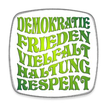 DEMOKRATIE - HALTUNG GRÜN - Viereckiger Kühlschrankmagnet - Weiß - Vorne