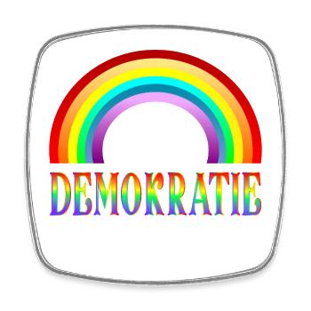 Regenbogen Demokratie - Haltung - Viereckiger Kühlschrankmagnet - Weiß - Vorne