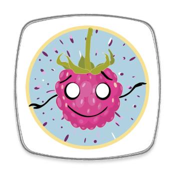 Cuddly raspberry face motif - Square fridge magnet - white - Front