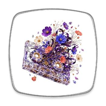 Analog Botanical Cassette - Square fridge magnet - white - Front