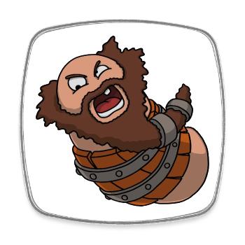 Barrel – Cartoon Thumb Character - Viereckiger Kühlschrankmagnet - Weiß - Vorne