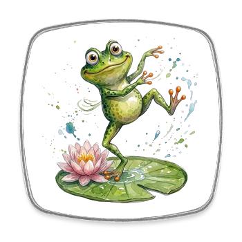 Grenouille dansante sur le nénuphar - Magnet carré - blanc - Devant