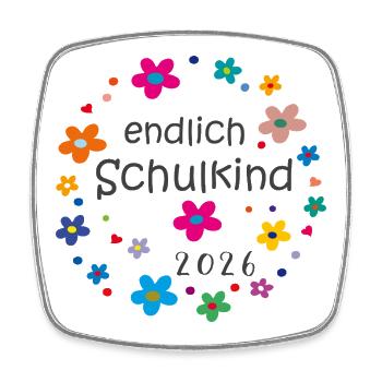 Endlich Schulkind 2026  - Viereckiger Kühlschrankmagnet - Weiß - Vorne