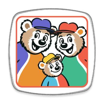 Bärenfamilie im bunten Cartoonstil - Viereckiger Kühlschrankmagnet - Weiß - Vorne
