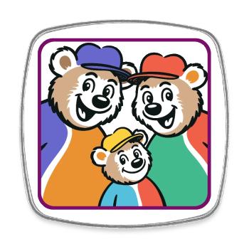 Bärenfamilie in bunten Farben - Viereckiger Kühlschrankmagnet - Weiß - Vorne