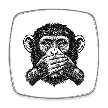 Affe nichts sagen - Viereckiger Kühlschrankmagnet - Weiß - Vorne
