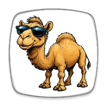 Kamel mit Sonnenbrille - Viereckiger Kühlschrankmagnet - Weiß - Vorne