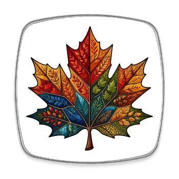 Kaleidoscope Autumn Leaf - Square fridge magnet - white - Front