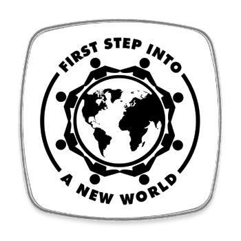First step into a new World - Viereckiger Kühlschrankmagnet - Weiß - Vorne