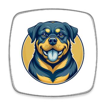 Rottweiler Hund Kawaii Maskottchen Cartoon Clipart Logo - Viereckiger Kühlschrankmagnet - Weiß - Vorne